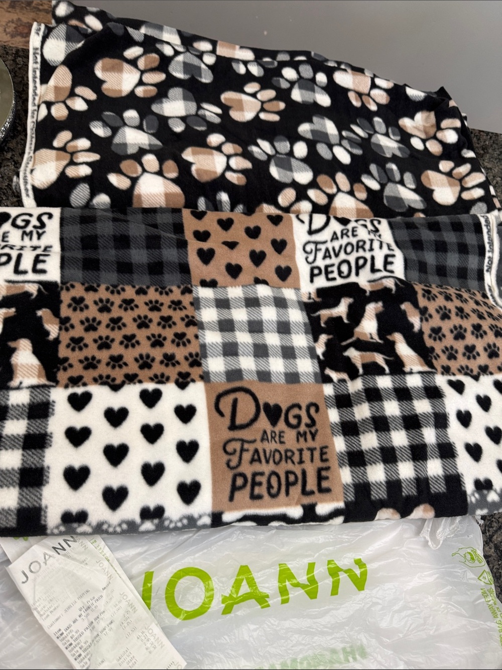 Joann Fabric Patchwork Dog fleece material NEW Dogs Are My Favorite People'